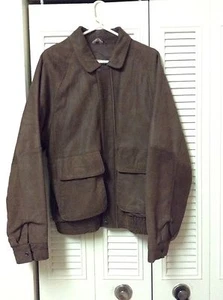 Men's Leather Suede Bomber Jacket - Picture 1 of 6