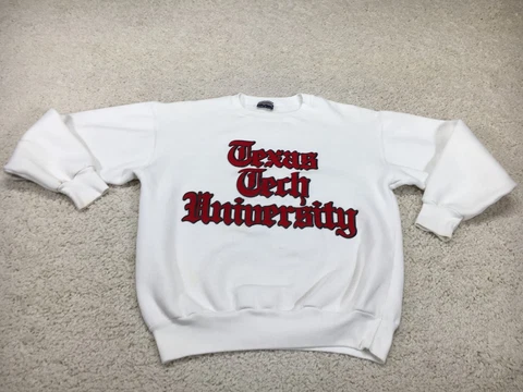 Vintage Texas Tech Red Raiders Sweater Mens Large White Sweatshirt Logo USA 90s Cover