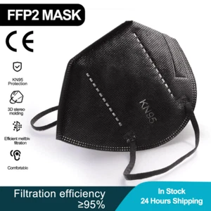 FPP2BLACK BREATHABLE REUSABLE FACE MASK Respirator 2/3/5/10pcs - Foto 1 di 1