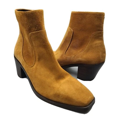 RAG & BONE boots Axel Mid Block Heel suede Cinnamon Squared EU 39 US 9 new - Image 1 of 4