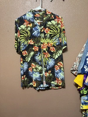 Camisa hawaiana con estampado floral para hombre manga corta George 34-36 Foto 1 de 3