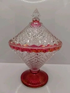 Vintage WESTMORELAND GLASS Ruby Flashed English Hobnail Covered Candy Dish - Picture 1 of 9