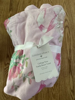 Love Shack Fancy x Pottery Barn Floral Pink Family Beach Towel Cabbage Rose New - Image 1 of 4
