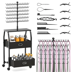 XINTUO Portable Braiding Hair Rack With Wheels & Storage Drawers,168 Pegs Hai... - Picture 1 of 7
