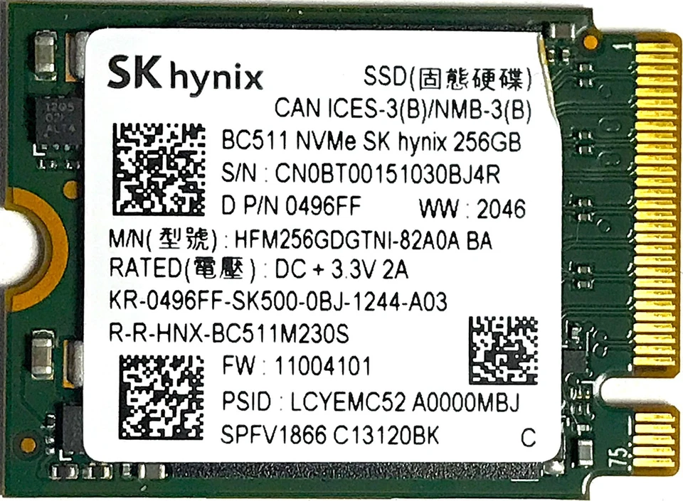 SK Hynix BC511 M.2 2230 NVMe PCIe SSD 256GB HFM256GDGTNI-82A0A BA - Image 1 of 2