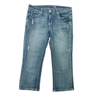 Vigoss Capri Jeans Distressed Rise Blue Denim Juniors Size 9 - Image 1 of 4