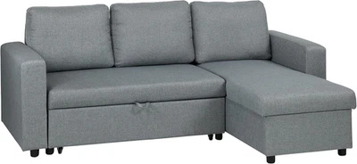 Divano Angolare NETTUNO 3 Posti Con Contenitore in Tessuto Imbottito Con Braccio - Immagine 1 di 4