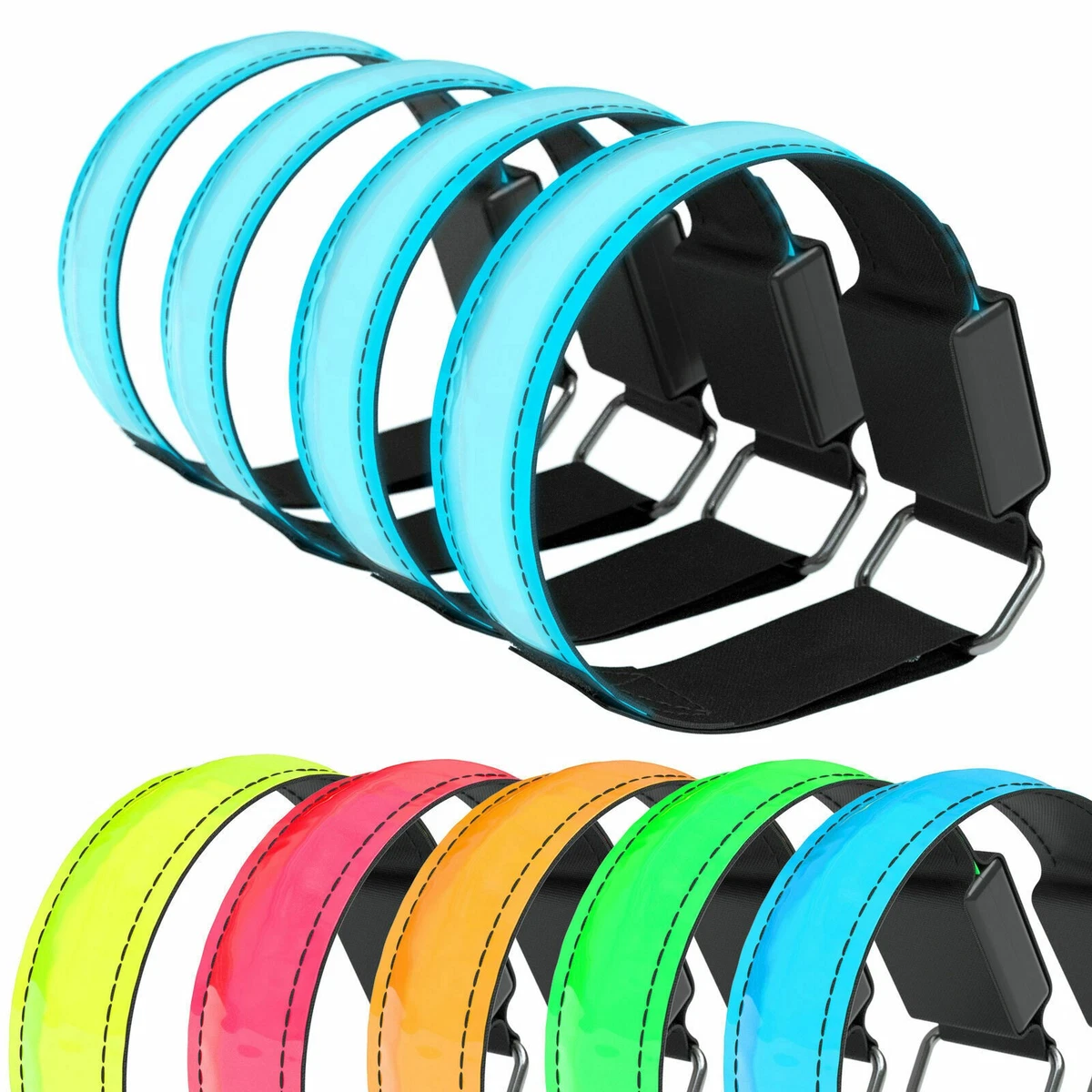 4 Stück USB-ladbare LED Armbänder – Reflektierend, Für Joggen, Laufen & Sport