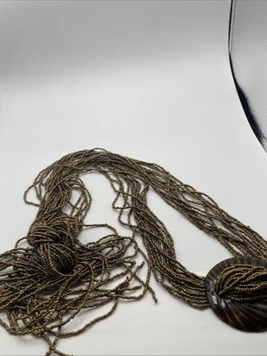 Cinturón Vintage Semilla Cuentas Estilo Cuerda Multi-Hebra Boho Hippie Festival Bronce Foto 1 de 4