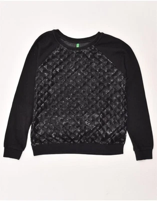 BENETTON Womens Sweatshirt Jumper UK 14 Medium Black Cotton AD05 - Image 1 of 3