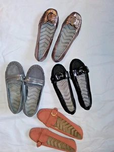 Lotto 4 Paia Scarpe Donna Taglia 8 Ballerine Scamosciate, Oro Elegante Soletta Cuscino Slip On - Foto 1 di 8