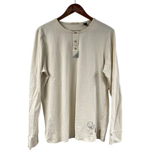 Scotch & Soda Henley Large Long Sleeve Pullover Ivory Stamps - Imagen 1 de 9