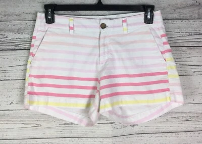 Pantalones cortos Old Navy para mujer multicolor a rayas frente plano 100 % algodón talla 4 Foto 1 de 4