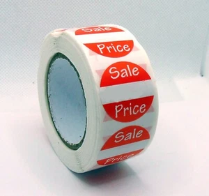 200 RED + WHITE Adhesive Labels "SALE" Garage Price Tags Stickers 1" inch Round - Picture 1 of 6