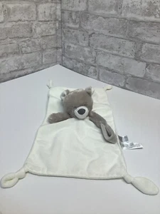 Carters Bear Lovey Beige Security Blanket Rattle Pacifier Holder Knotted Corners - Picture 1 of 9