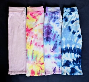SO NIKKI Girls Size L 14 Tie-Dye Cropped French Terry Cotton Yoga Pants Pink Lot - Picture 1 of 6