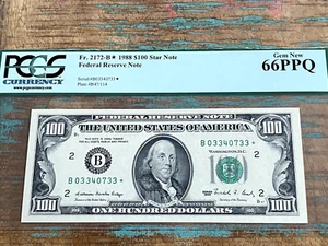 $100 1988 2172-B* New York FRN PCGS 66PPQ - GEM + SCARCE STAR - Picture 1 of 2