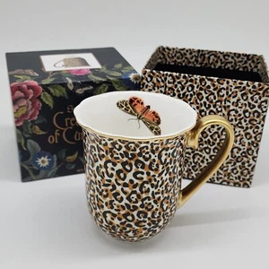 Spode Creatures Of Curiosity Ceramic Leopard Print Mug With Gold Handle & Butter - Picture 1 of 6
