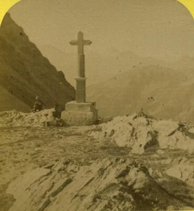 Switzerland Alps Great St Bernard Plan de Jupiter Old Stereo photo Block 1865 - Picture 1 of 3