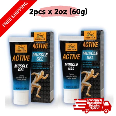2 Packs x 60g (2oz) Tiger Balm Active Muscle Gel Non-Greasy Pain Relief Cream - Image 1 of 4