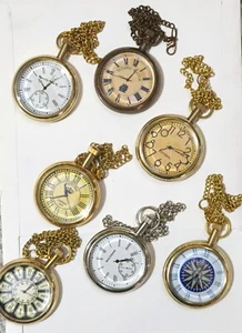 Juego de 7 Relojes de Bolsillo de Latón Edición Coleccionista - 2" Antiguo Estilo Elgin Tiempo - Imagen 1 de 4