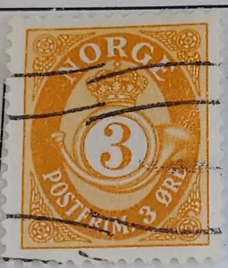 🔥Norway Orange Posthorn Rare 3 Ore Stamp - Picture 1 of 2
