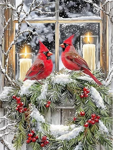 Winter Cardinal Diamond Art Kits for Adults Christmas, 5D Diamond Painting Cardi - Picture 1 of 19