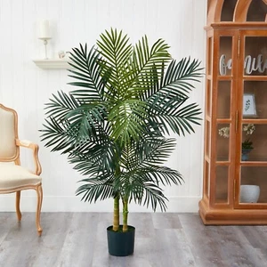 5’ Double Golden Cane Palm Artificial Tree Home Garden Decor. Retail $128 - Picture 1 of 3