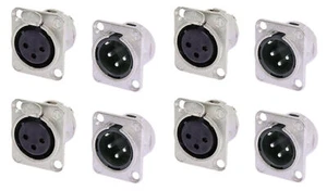4 Pair Neutrik NC3FD-L-1 & NC3MD-L-1 3 Pin Female/Male XLR Panel Mic Connectors - Picture 1 of 1