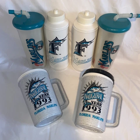 Vintage Florida Marlins MLB Memorabilia 1993 Collectors Lot of 6 Plastic Cups Cover