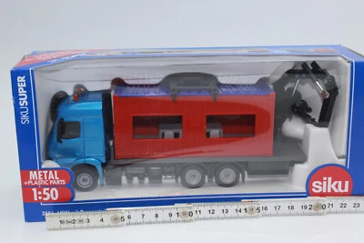 SIKU 3556 mercedes Camión Con Contenedor Construcción + Grúa 1:50 Nuevo En Ovp - Imagen 1 de 4