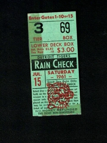 1961 Minnesota Twins Ticket Stub at Detroit - Earl Battey HR, Billy Martin 2B Cover