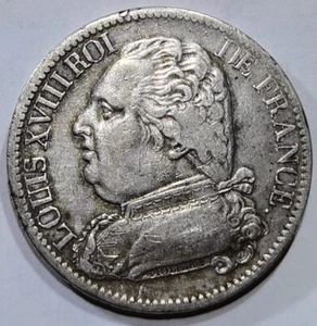 PEU COURANTE **** 5 FRANCS Louis XVIII Buste Habillé 1815 B Rouen RARE TTB **** - Imagen 1 de 2