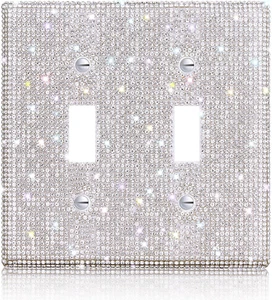 "Sparkling Silver Rhinestone Switch Cover Set" - Picture 1 of 7