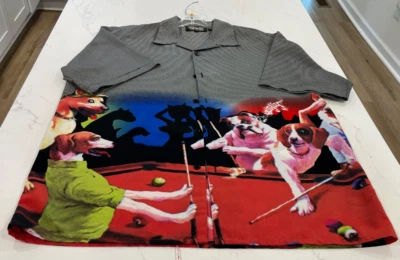 Dragonfly Clothing Company Short Sleeve dogs playing pool print XL - Image 1 of 4