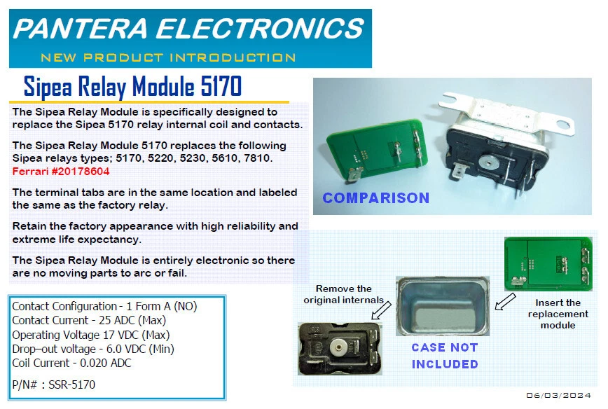 Substituição de relé Sipea 5170, p/n: 20178604, FERRARY FIAT LANCIA ALFA - Imagem 1 de 4