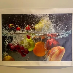 Fresh Fruits & Vegetables in Water, Prints on Canvas - Home Kitchen Decoration - Picture 1 of 7