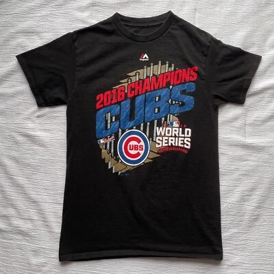MLB Chicago Cubs 2016 World Series Champions Majestic Black Shirt Size Small - Image 1 of 4