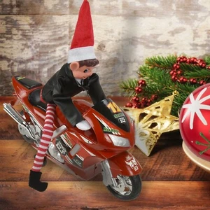 Elves Behavin Badly Xmas Elf Motorbike -ELF- Bike -Jacket  FREE STAND FOR ELVES - Picture 1 of 10