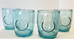 SAN MIGUEL 4" TUMBLERS AUTHENTIC 100% RECYCLED GLASS BLUE SET OF 4 MADE IN SPAIN - Picture 1 of 12