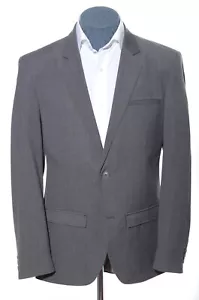 42R Structure Gray Wool Blend Patch Pocket Two-Button Sport Coat Blazer Jacket L - Picture 1 of 10
