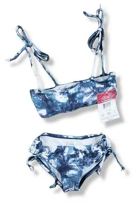 Kanu Surf Girls' Groovy Beach Sport Bandeau Bikini Swimsuit Denim Blue Size 8 - Picture 1 of 11