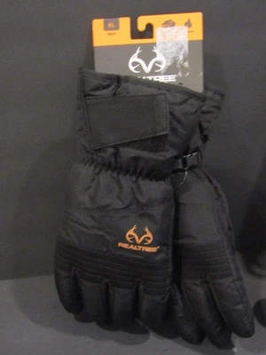 REALTREE Men’s Size XL Insulated BLACK Gloves WIND & SNOW PROTECTION Palm Patch - Image 1 of 4