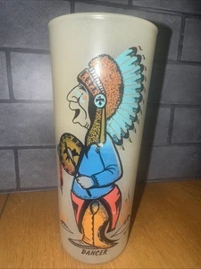 Vtg Bill Lores Flores Native American Dancer Glass Tumbler Indian - Imagen 1 de 4