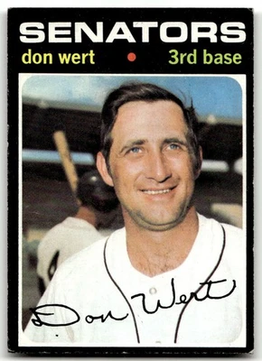 1971 Topps #307 Don Wert Washington Senators NR-MINT SET BREAK! - Image 1 of 2