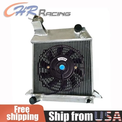 Aluminum Radiator + Fan For 1954-1968 1967 1966 1965 Morgan Plus 4 Four 2.1L - Image 1 of 4