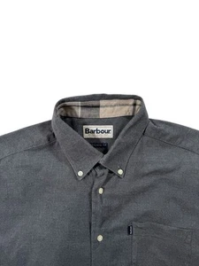 Barbour Men’s Grey Stapleton Don Twill Tailored Fit Shirt Long Sleeve - Size L - Picture 1 of 10