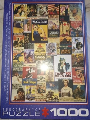 EuroGraphics World War I & II Vintage Posters 1000 Piece Puzzle NEW & UNOPENED  - Image 1 of 4