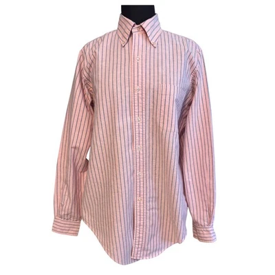 Camisa vintage Brooks Brothers rosa azul a rayas abotonada para hombre mediana algodón Foto 1 de 4