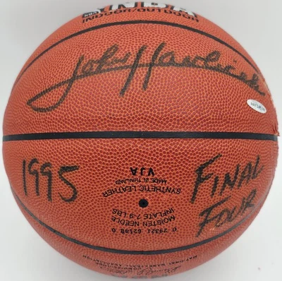 John Havlicek Auto Off. NBA Leather Basketball Celtics Damaged UDA Holo AAK24590 - Image 1 of 4